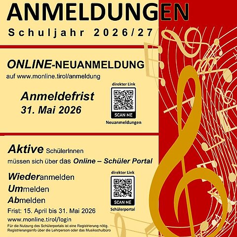 Neuanmeldung und Meldungen Schuljahr 2026/27