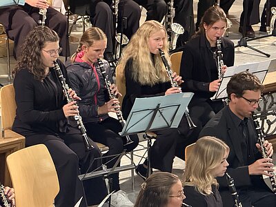 Nahansicht Klarinettenspieler.