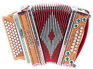 Bild Steirische Harmonika in rot mit hellem Holz