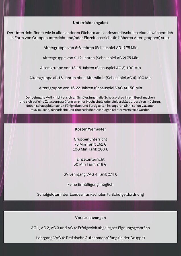 2. Seite Informationen Schauspiel