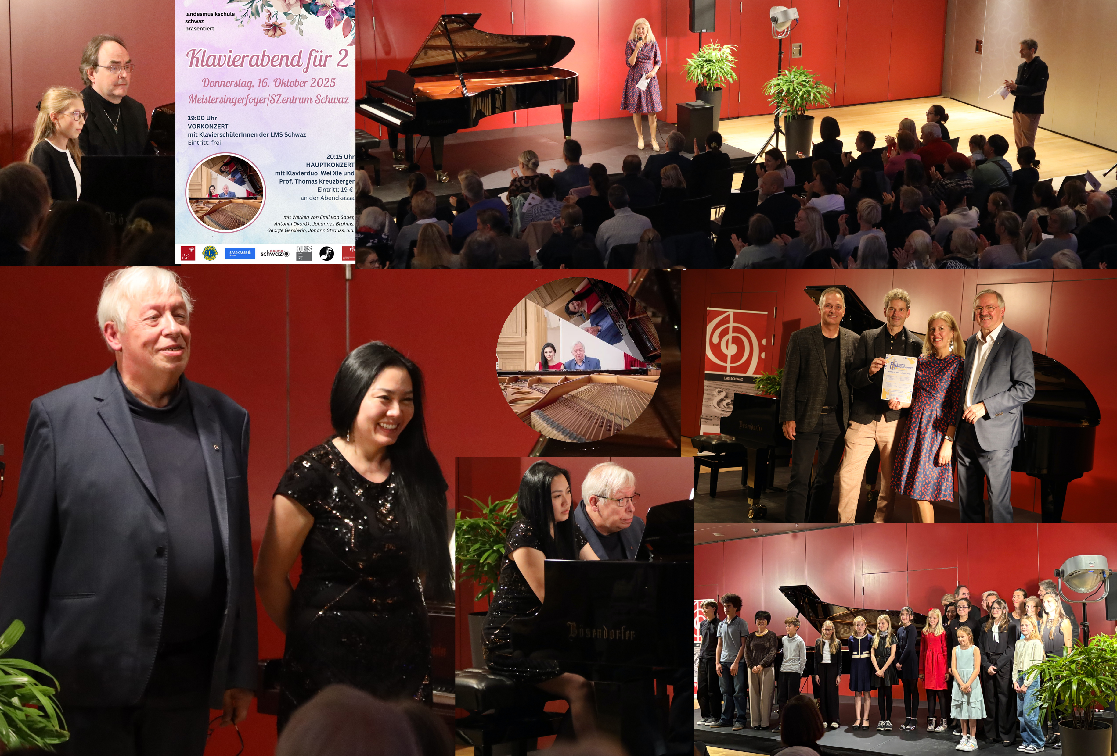 Impressionen vom Klavierabend als Collage angeordnet.